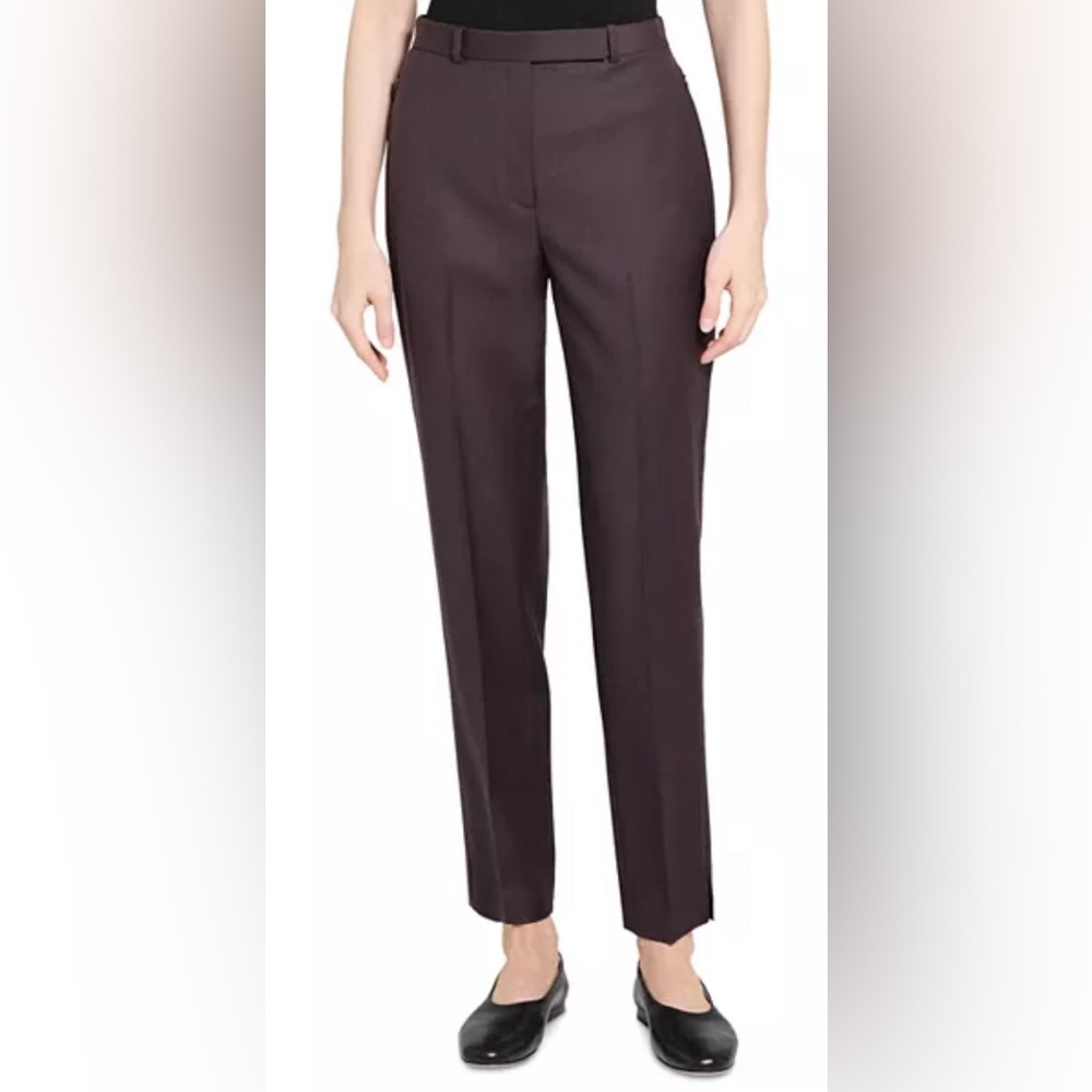 THEORY Plum IBBEY 2 Urban Stretch Wool Slim Fit Trousers Pants 8